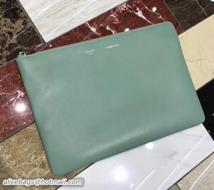 Luxury Celine Clutch Pouch Bag Light Green and PVC Transparent Plastic Shopping Bag 419027