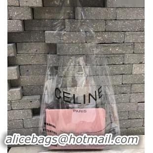 Luxury Celine Clutch Pouch Bag Pink and PVC Transparent Plastic Shopping Bag 419028