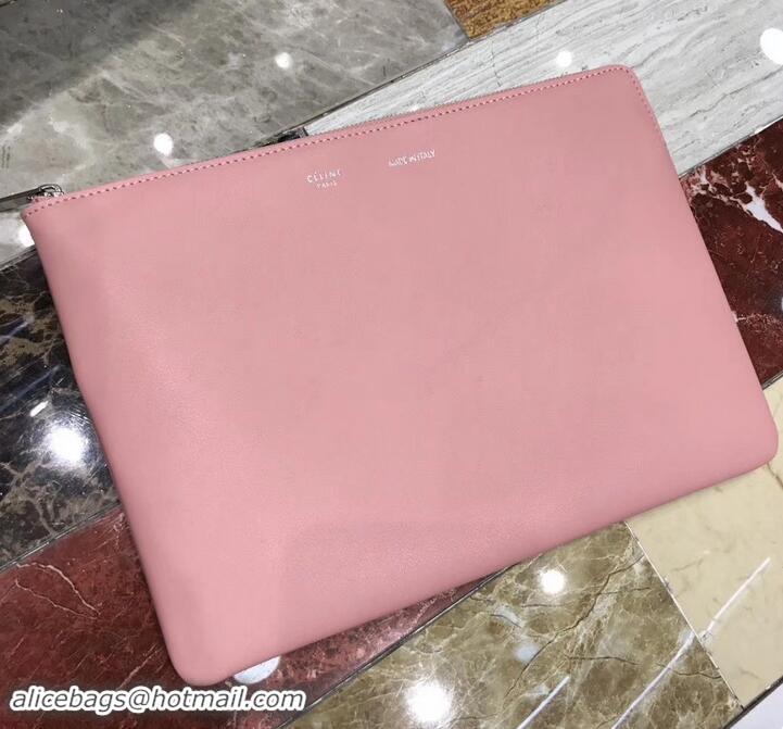 Luxury Celine Clutch Pouch Bag Pink and PVC Transparent Plastic Shopping Bag 419028