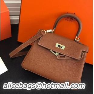 Top Design Hermes Kelly Mini 20 Handbag 420011 Tan