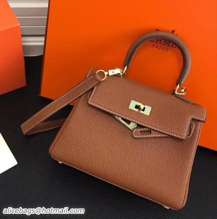 Top Design Hermes Kelly Mini 20 Handbag 420011 Tan