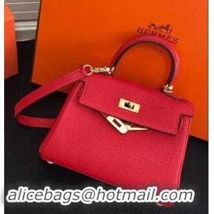 Famous Faux Hermes Kelly Mini 20 Handbag 420011 Bright Red