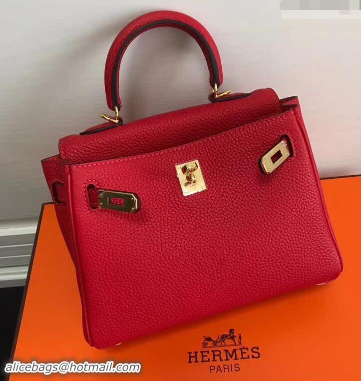 Famous Faux Hermes Kelly Mini 20 Handbag 420011 Bright Red