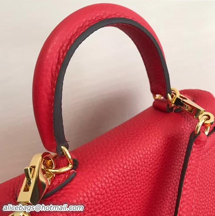 Famous Faux Hermes Kelly Mini 20 Handbag 420011 Bright Red