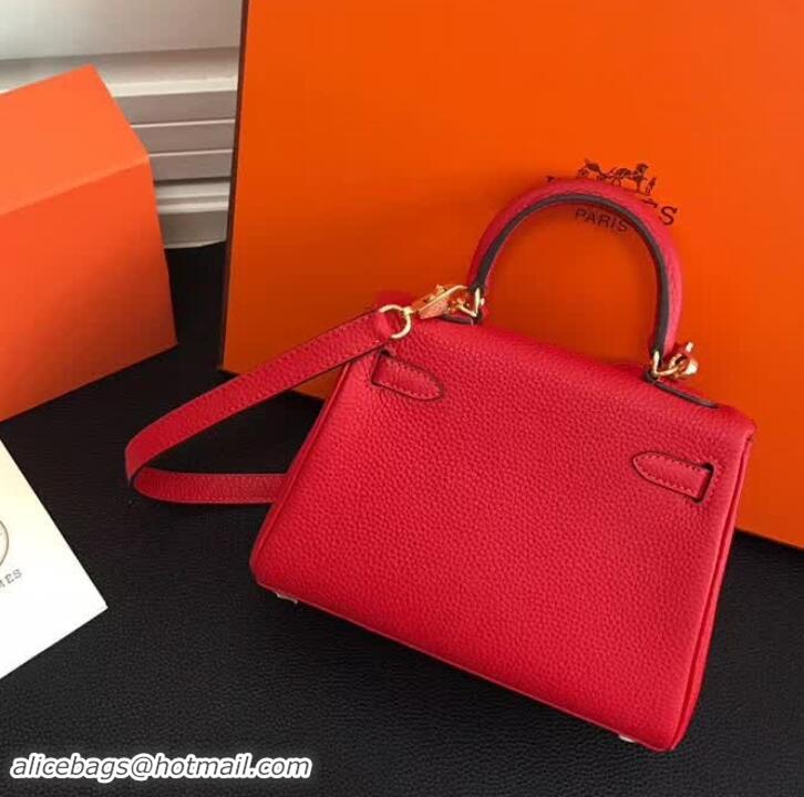 Famous Faux Hermes Kelly Mini 20 Handbag 420011 Bright Red