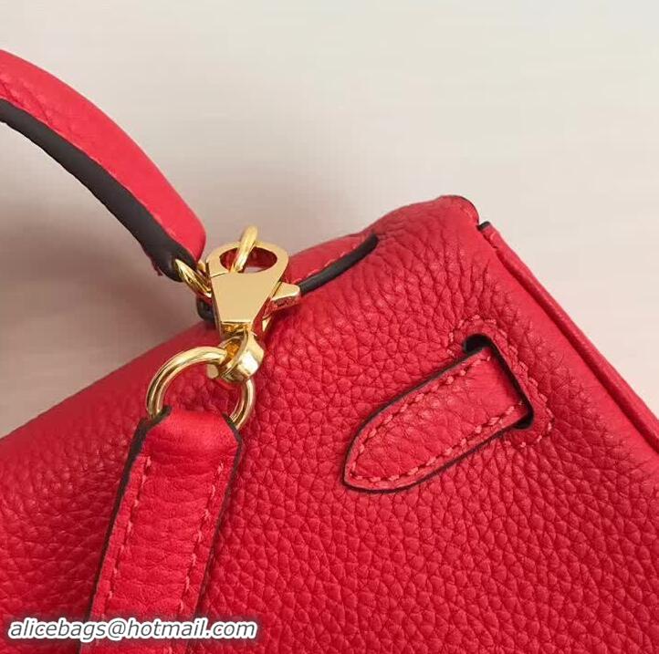 Famous Faux Hermes Kelly Mini 20 Handbag 420011 Bright Red