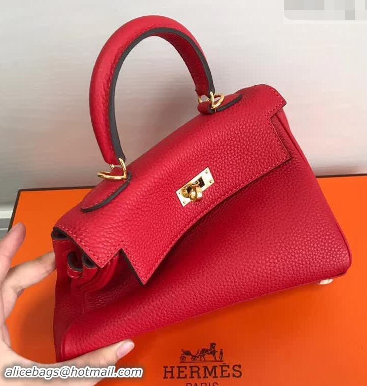 Famous Faux Hermes Kelly Mini 20 Handbag 420011 Bright Red