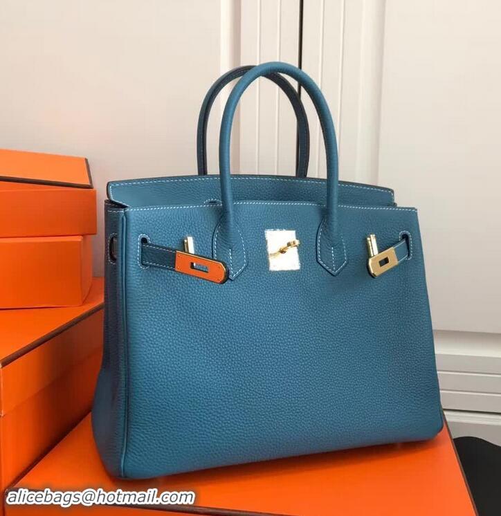 Discount Hermes Birkin 30 Bag In Original Leather 420012 Blue Jean