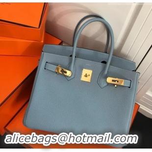 Unique Discount Hermes Birkin 30 Bag In Original Leather 420012 Blue Flax