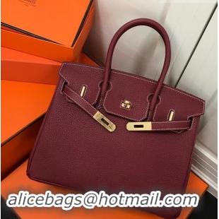 Top Quality Hermes Birkin 30 Bag In Leather 420014 Burgundy