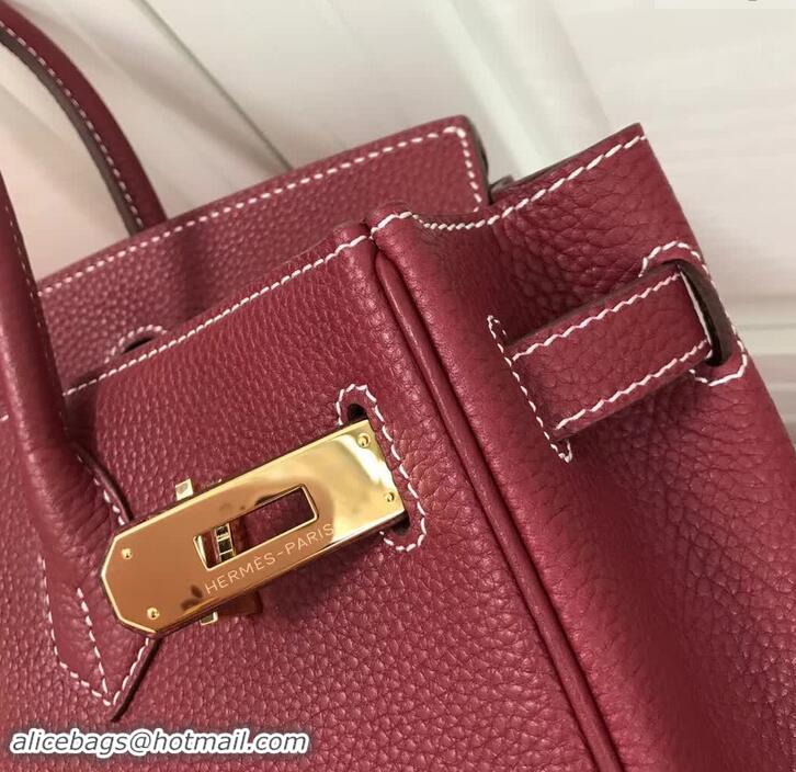 Top Quality Hermes Birkin 30 Bag In Leather 420014 Burgundy