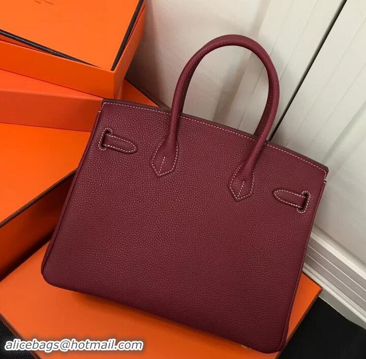 Top Quality Hermes Birkin 30 Bag In Leather 420014 Burgundy