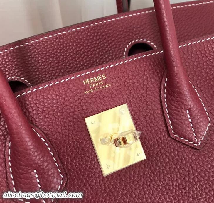 Top Quality Hermes Birkin 30 Bag In Leather 420014 Burgundy