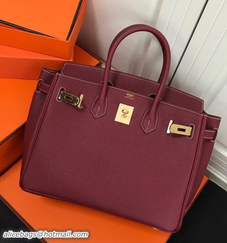 Top Quality Hermes Birkin 30 Bag In Leather 420014 Burgundy