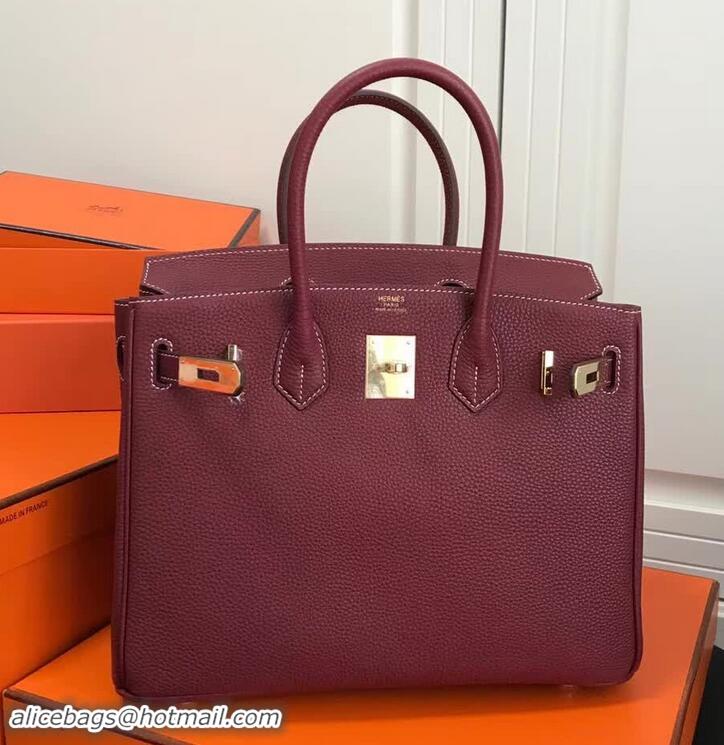 Top Quality Hermes Birkin 30 Bag In Leather 420014 Burgundy