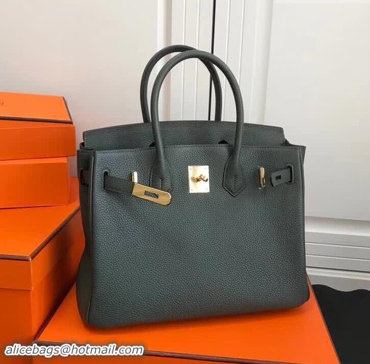 Discount Hermes Birkin 30 Bag In Leather 420014 Dark Green