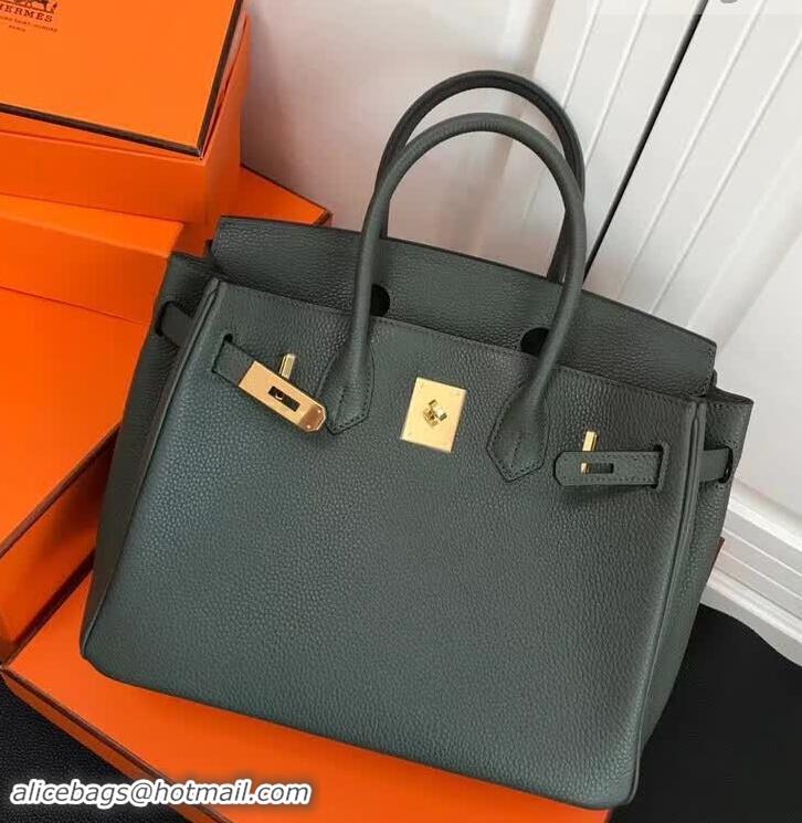 Discount Hermes Birkin 30 Bag In Leather 420014 Dark Green