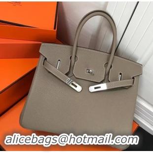 Imitation Faux Hermes Birkin 30 Bag In Leather 420014 Dove Grey