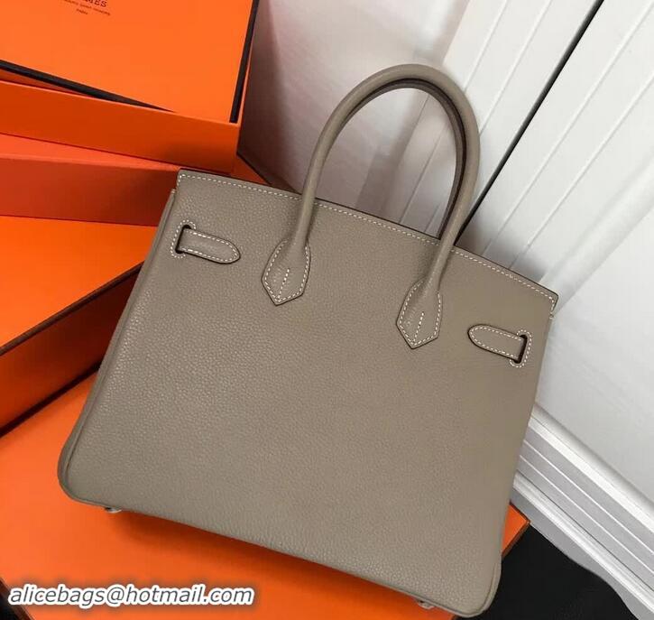 Imitation Faux Hermes Birkin 30 Bag In Leather 420014 Dove Grey