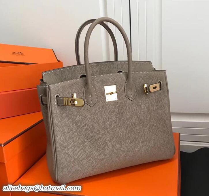 Imitation Faux Hermes Birkin 30 Bag In Leather 420014 Dove Grey