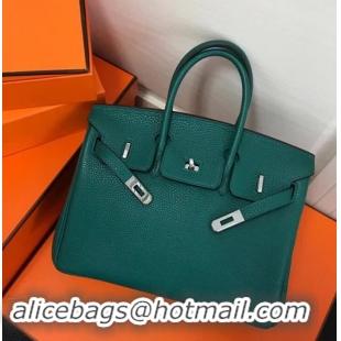 Enough Faux Hermes Birkin 30 Bag In Leather with Gold/Silver Hardware 420015 Peacock Green 