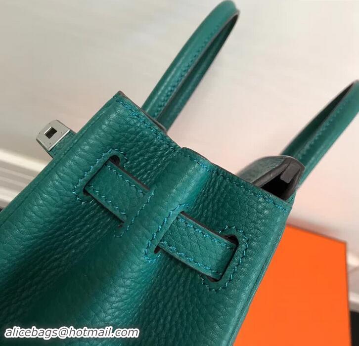 Enough Faux Hermes Birkin 30 Bag In Leather with Gold/Silver Hardware 420015 Peacock Green 