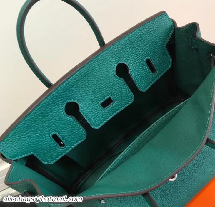 Enough Faux Hermes Birkin 30 Bag In Leather with Gold/Silver Hardware 420015 Peacock Green 