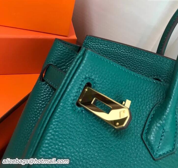 Enough Faux Hermes Birkin 30 Bag In Leather with Gold/Silver Hardware 420015 Peacock Green 