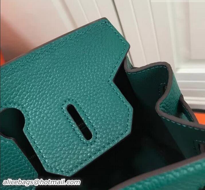 Enough Faux Hermes Birkin 30 Bag In Leather with Gold/Silver Hardware 420015 Peacock Green 