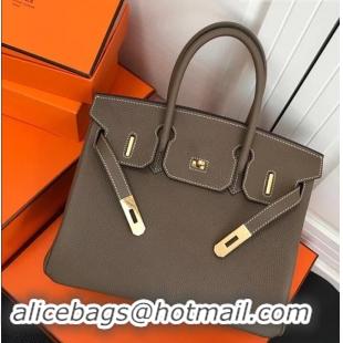 Best Imitation Hermes Birkin 30 Bag In Leather with Gold/Silver Hardware 420015 Dark Grey