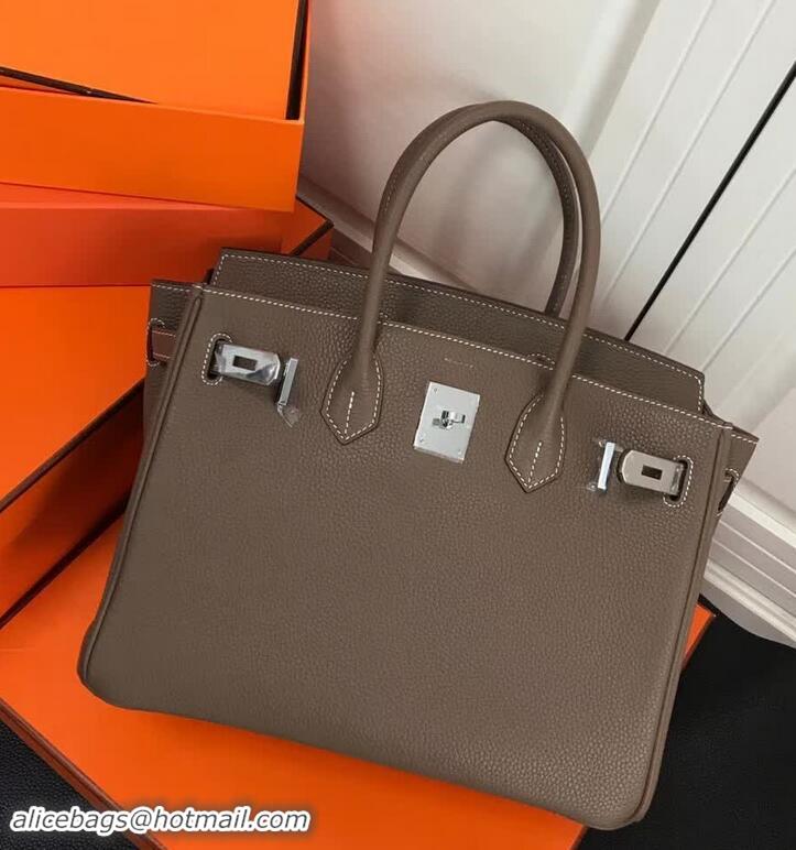 Best Imitation Hermes Birkin 30 Bag In Leather with Gold/Silver Hardware 420015 Dark Grey