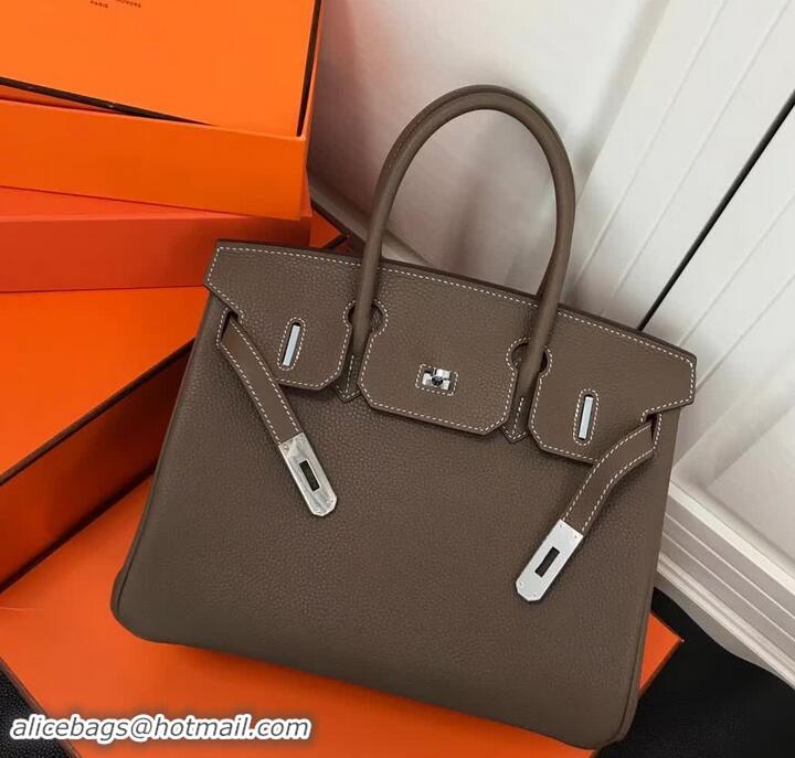 Best Imitation Hermes Birkin 30 Bag In Leather with Gold/Silver Hardware 420015 Dark Grey