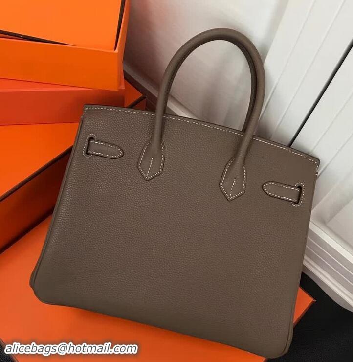 Best Imitation Hermes Birkin 30 Bag In Leather with Gold/Silver Hardware 420015 Dark Grey