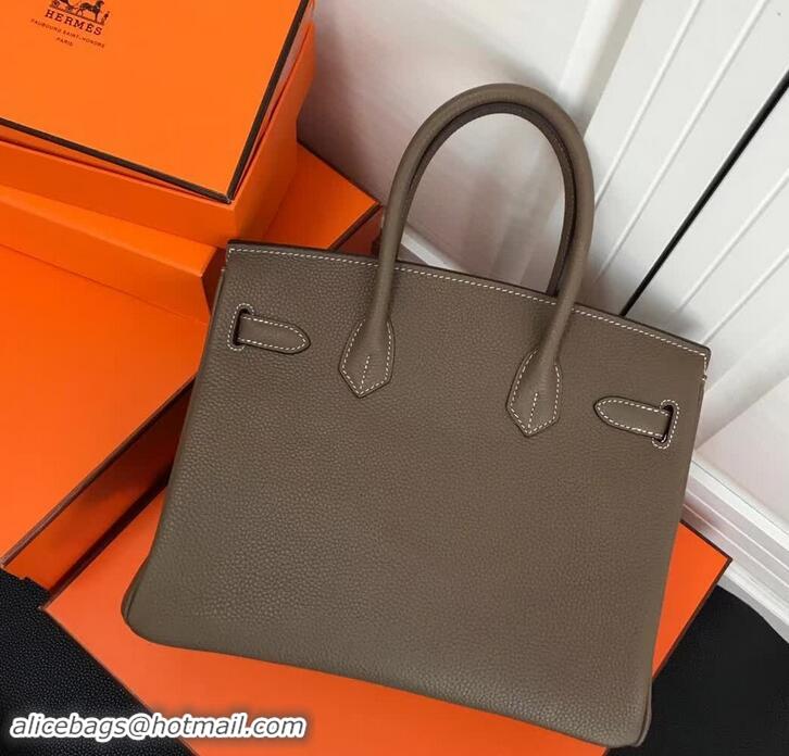 Best Imitation Hermes Birkin 30 Bag In Leather with Gold/Silver Hardware 420015 Dark Grey