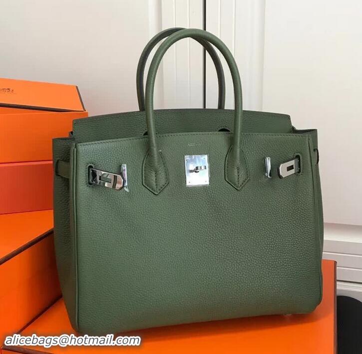 New Design Hermes Birkin 30 Bag In Leather with Gold/Silver Hardware 420015 Army Green