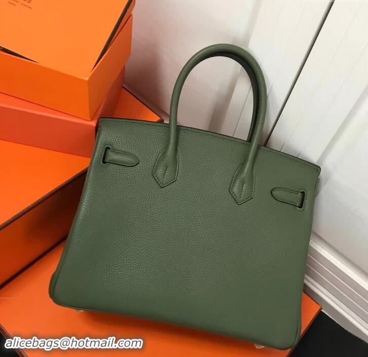 New Design Hermes Birkin 30 Bag In Leather with Gold/Silver Hardware 420015 Army Green