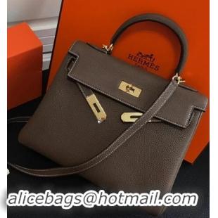 Popular Hermes Kelly 25 Bag in Calf Leather with Gold Hardware 420018 Grey Elephant