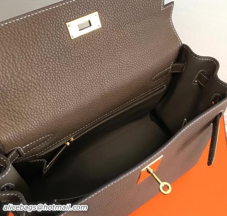 Popular Hermes Kelly 25 Bag in Calf Leather with Gold Hardware 420018 Grey Elephant