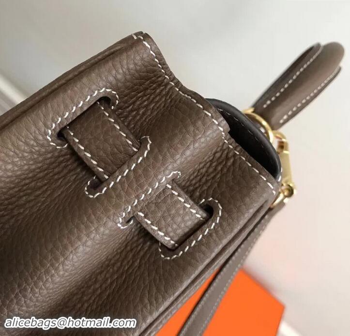 Popular Hermes Kelly 25 Bag in Calf Leather with Gold Hardware 420018 Grey Elephant