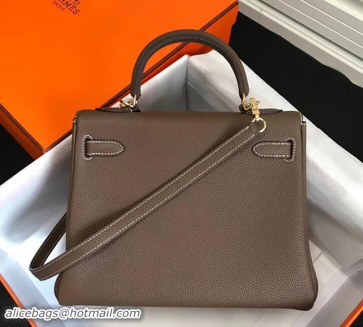 Popular Hermes Kelly 25 Bag in Calf Leather with Gold Hardware 420018 Grey Elephant