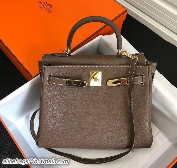 Popular Hermes Kelly 25 Bag in Calf Leather with Gold Hardware 420018 Grey Elephant