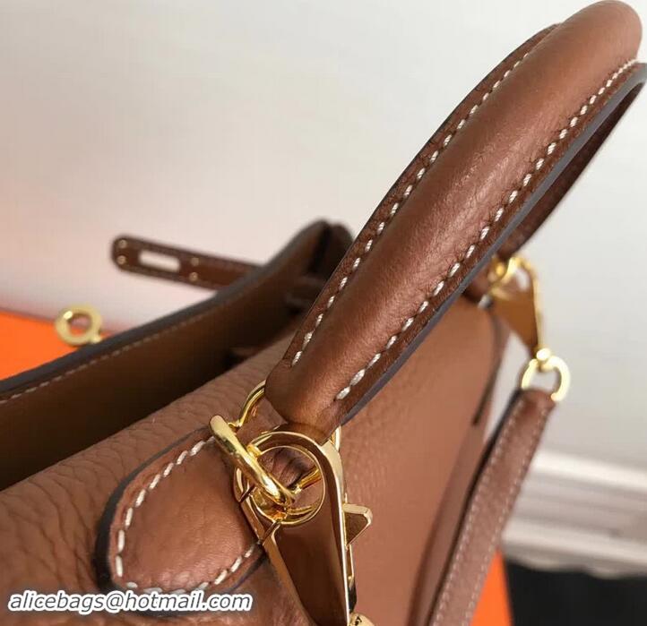 Good Product Hermes Kelly 25 Bag in Calf Leather with Gold Hardware 420018 Caramel Brown