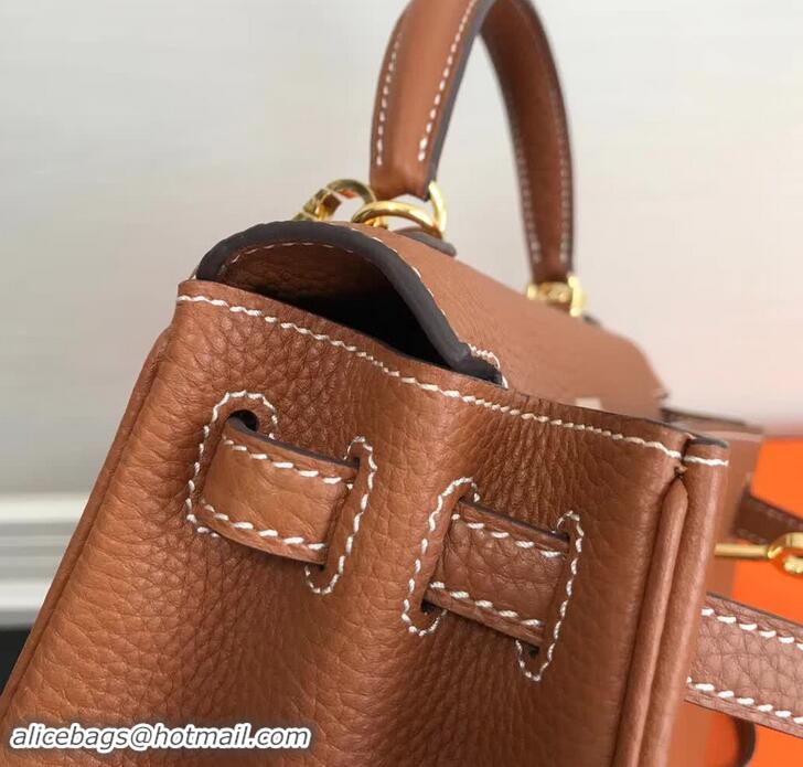 Good Product Hermes Kelly 25 Bag in Calf Leather with Gold Hardware 420018 Caramel Brown