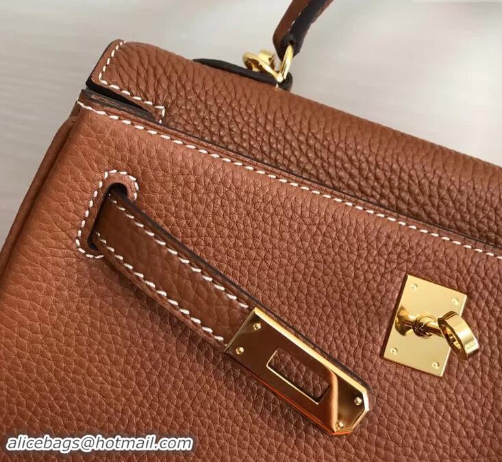 Good Product Hermes Kelly 25 Bag in Calf Leather with Gold Hardware 420018 Caramel Brown