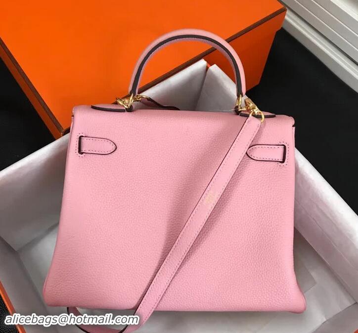 Popular Style Hermes Kelly 25 Bag in Calf Leather with Gold Hardware 420018 Pink Baby