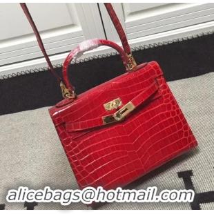 Top Quality Hermes Kelly 28cm in Red Crocodile with Gold Hardware 4200120