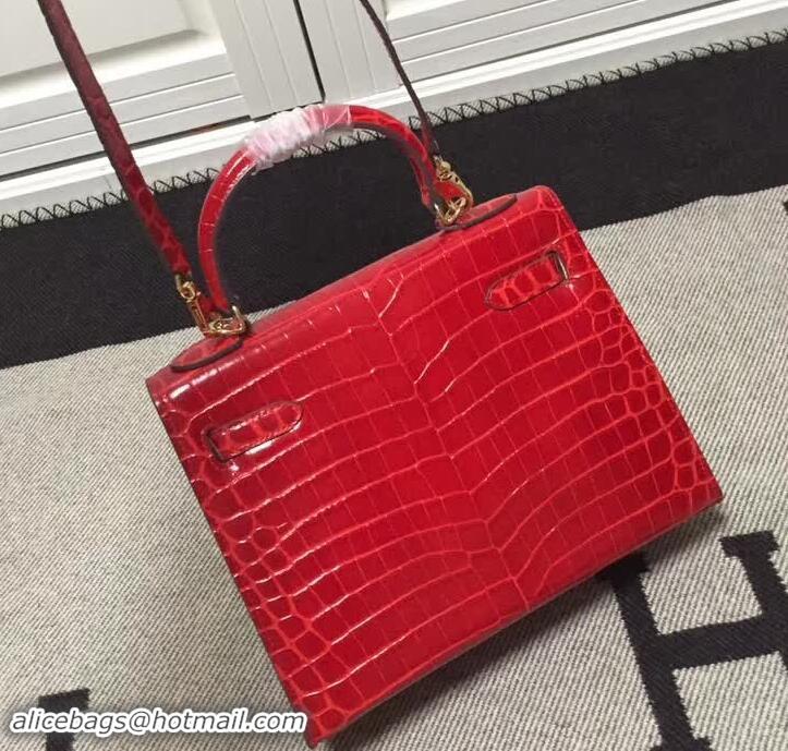 Top Quality Hermes Kelly 28cm in Red Crocodile with Gold Hardware 4200120