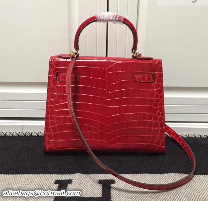 Top Quality Hermes Kelly 28cm in Red Crocodile with Gold Hardware 4200120