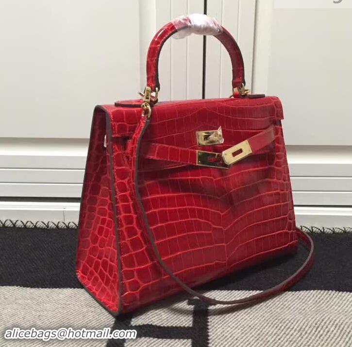 Top Quality Hermes Kelly 28cm in Red Crocodile with Gold Hardware 4200120