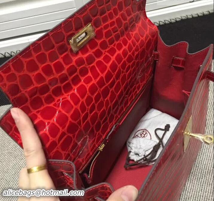 Top Quality Hermes Kelly 28cm in Red Crocodile with Gold Hardware 4200120